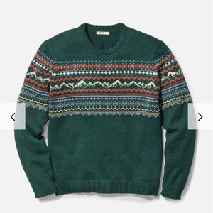 Marine Layer Forest Green Patterned Crewneck Sweater